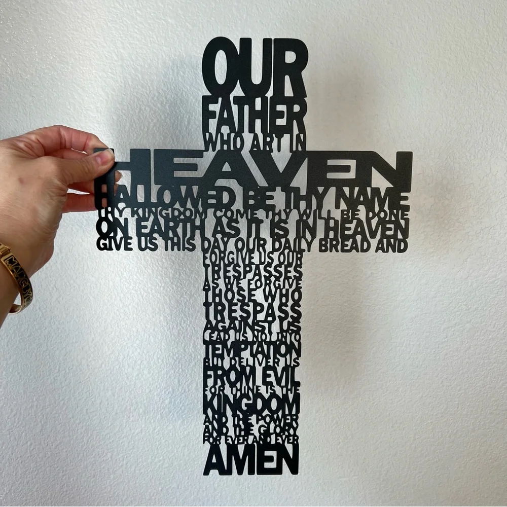 Lord’s Prayer Metal Black Cut-out Wall Cross Decor